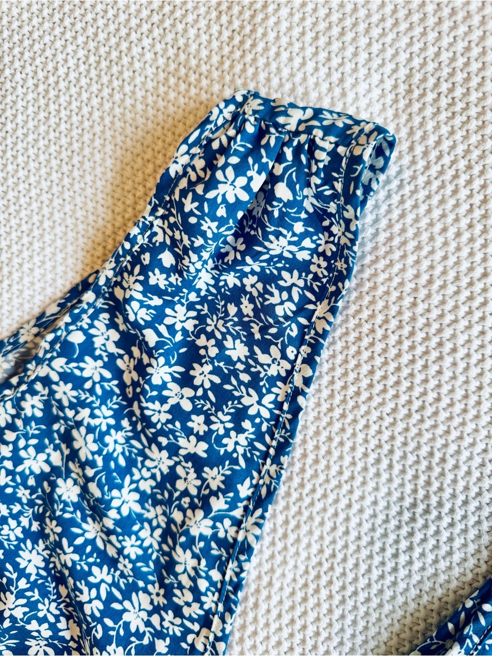 CUPSHE Tiered Ruffle Deep V & Back Blue Floral Tie-Front Sundress Mini Dress - Picture 6 of 14